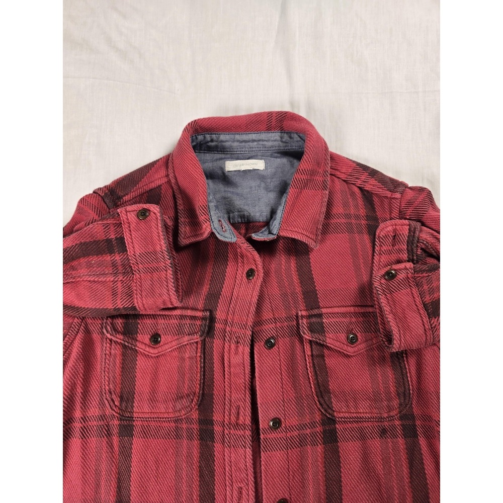 Outerknown Shirt Mens XS/S Red Plaid Flannel Button Up Organic Cotton Casual